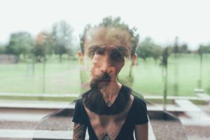 double exposure, young bearded man